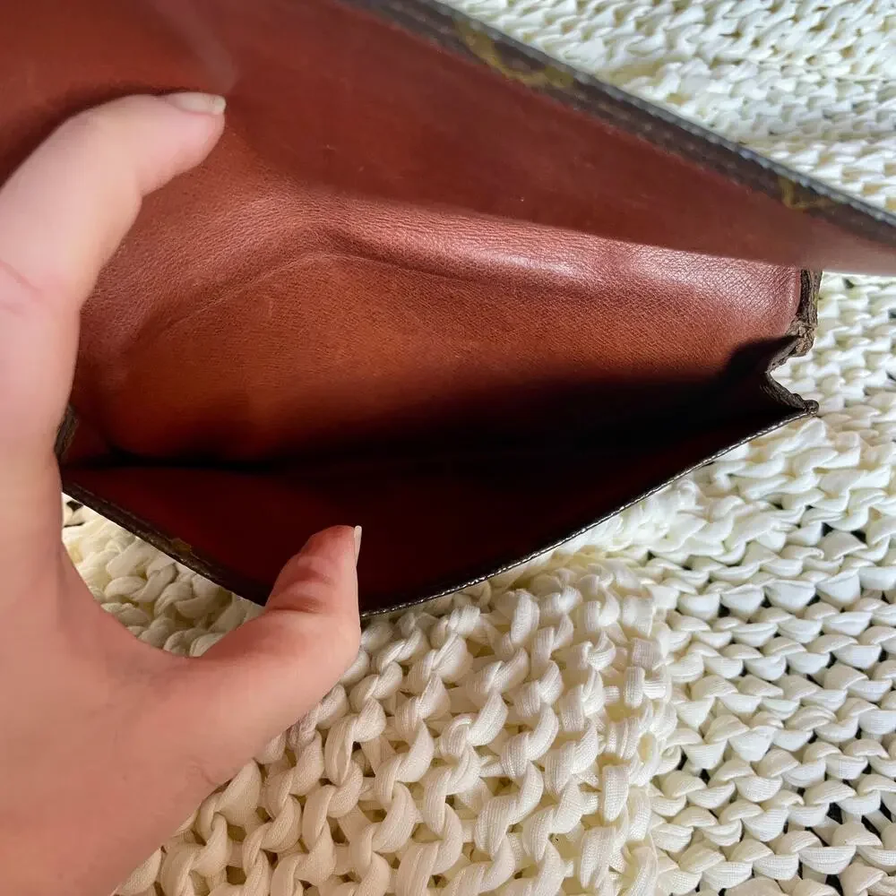 Louis Vuitton Monogram Long Wallet Clutch Small Bag Bifold Brown Coated Canvas